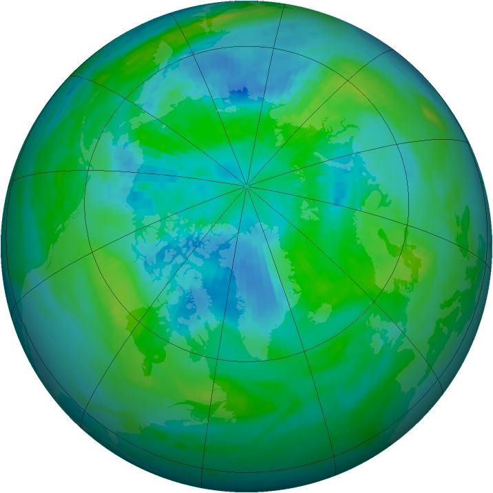 Arctic ozone map for 25 September 1988